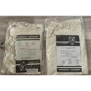 2 VTG Standard Pillow Shams Ivory Eyelet Crown Crafts New In Package Cottagecore